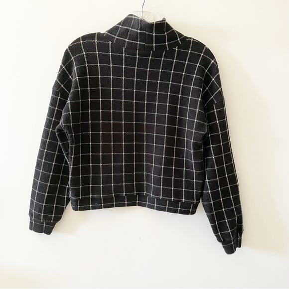 Madewell Black Textured Windowpane Turtleneck Top - Picture 4 of 5